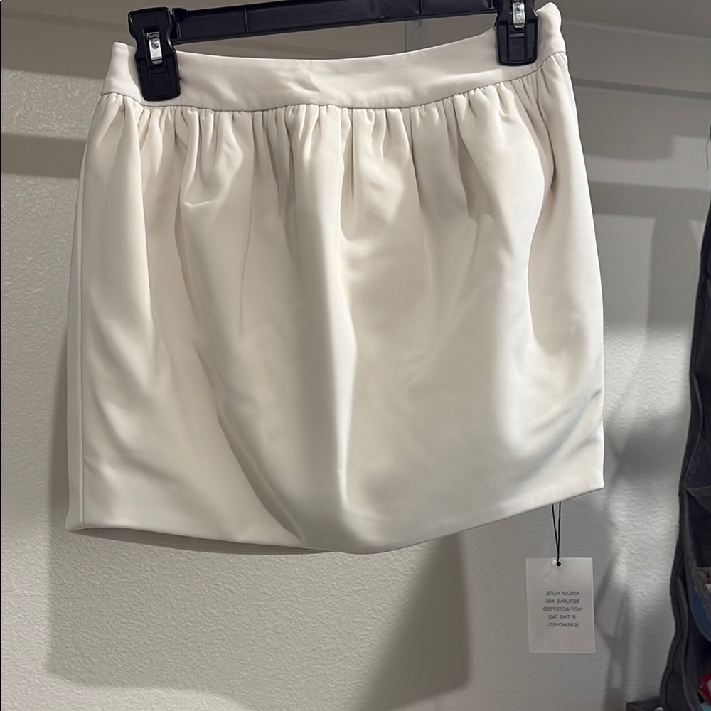 Lovers + Friends Cream Gathered Mini Skirt